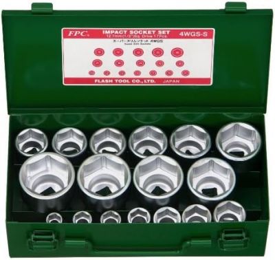 FPC Flash Impact Super Slim Socket Set, 17pcs, 4WGS-S
